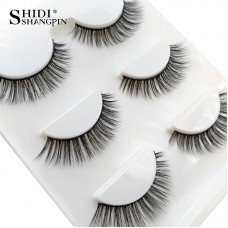 Shidi Shangpin mink false eyelashes 3 pairs set, natural and realistic nude makeup eyelashes cross-border supply 3D-X10