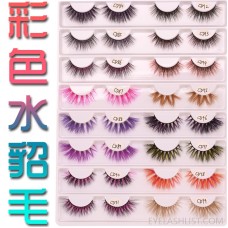 New 3D colored mink false eyelashes messy cross colorful exaggerated eyelashes amazon exclusively for colored mink