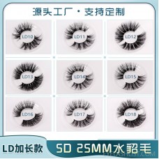25mm mink false eyelashes 5d extended multi-layer three-dimensional thick eyelashes amazon European and American style exaggerated OEM
