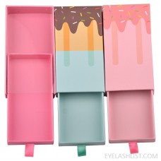 New candy color eyelash packaging box, false eyelashes, a pair of ice cream pull-out box, amazon spot can be customized