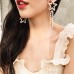 925 sterling silver Korean asymmetric pearl earrings five-pointed star tassel long earrings temperament personality earrings women