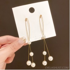 925 sterling silver earrings light luxury pearl long earrings fashion elegant earrings female high-end Korean ear jewelry