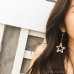 925 sterling silver Korean asymmetric pearl earrings five-pointed star tassel long earrings temperament personality earrings women