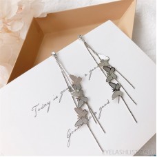 s925 sterling silver long tassel butterfly earrings female super fairy simple fashion goddess earrings thin Korean ear jewelry