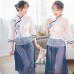 2018 new sexy lingerie retro small fresh print Republic of China dress long skirt three-piece open file perspective temptation