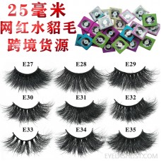 European and American false eyelashes ebay handmade eyelashes thick cross curl 25mm mink eyelashes amazon explosion