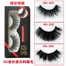 A pair of silk protein material false eyelashes 3D false eyelashes foreign trade explosion models amazon new hot sale amazon exclusive