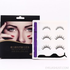 Magic Eyeliner False Eyelashes New 3 Pairs Eyeliner Eyelashes Magic Self-adhesive 3D False Eyelashes Box