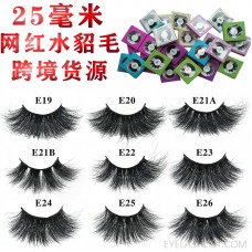 ebay foreign trade false eyelashes 25mm mink false eyelashes amazon hot sale handmade eyelashes outer net explosion