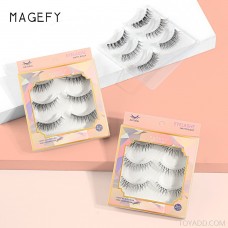 eBay / Wish / Shopee / Aliexpress Magefy 3 Pair of beautiful eyelar diaks makeup tools Natural thick 3D false eyelashes magnet eyelashes