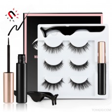 eBay / Wish / Shopee / Aliexpress Magefy 3 Pair of mixed false eyelashes magnetic eyeliner