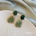 Baroque Pearl Earrings Silver Needle Exaggerated Small Green Series Green Temperaries Retro Senior Jewing