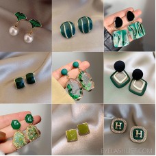 Earruit high-level wholesale high quality green earrings temperament ladies 925 sterling silver needle small vintage ear