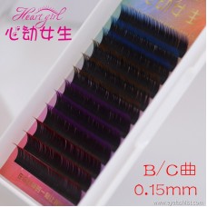 Korea velvet single grafting color false eyelash gradient color grafting dense row of eyelashes 12 rows of mixed color soft