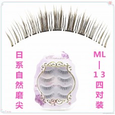 ML-13 Japanese sharpening false eyelashes black dark brown eyelashes natural nude makeup transparent stems handmade false eyelashes