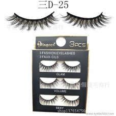 DINGSEN false eyelashes manufacturers wholesale three D stereo eyelashes three D-25 popular beauty tools three pairs can be set