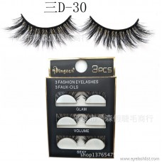 DINGSEN false eyelashes manufacturers wholesale three D stereo eyelashes three D-30 popular beauty tools three pairs can be set