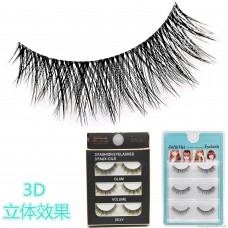 3D-14 stereo simulation false eyelashes Korean multi-layer cross section transparent stem 3 pairs of hardcover soft and comfortable