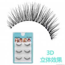 3D16 stereo simulation false eyelashes Korea natural long multi-layer cross section transparent stem 3 pairs of hardcover low price