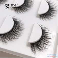 Shi Di Shangpin 3d Mink Hair False Eyelashes 3 Pairs Natural Fiber Long Eyelashes AliExpress Cross-border Explosions