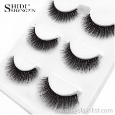 Shi Di Shangpin 3D mink eyelashes natural long 3 pairs of false eyelashes cross-border supply 3D-X22