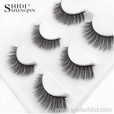 Shi Di Shangpin 3D Mink Hair False Eyelashes 3 Pairs Natural Fiber Long Eyelashes 3D-X10 Cross-border Sources