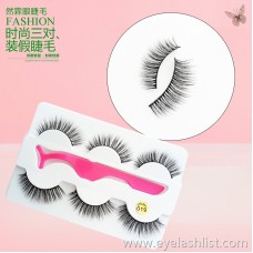 Three pairs of false eyelashes Handmade Cross-border special offer Natural fresh nude makeup Soft and comfortable