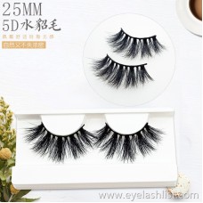 Mink hair false eyelashes 25mm eyelashes 5D-20 pair of thick and long comfortable European and American makeup thick